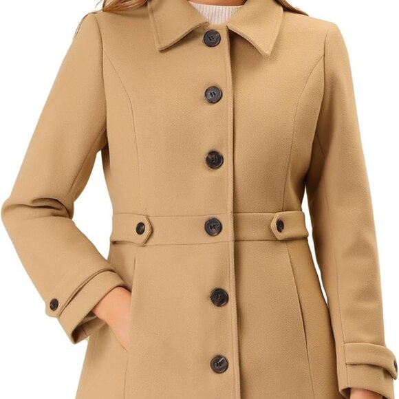 Women's Winter Classic Outwear Overcoat with Pockets Single Breasted Pea Coat - Picture 1 of 6